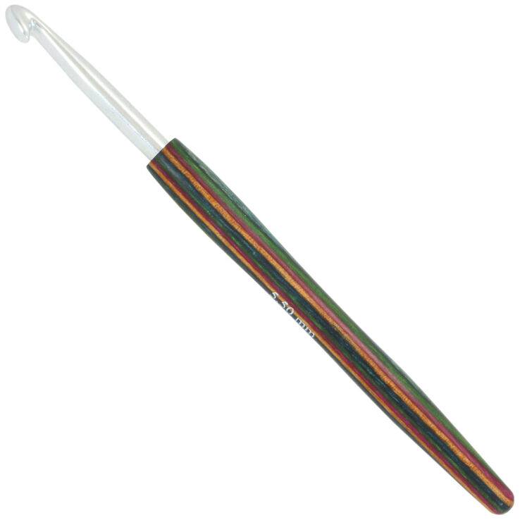 Lana Grossa Ago uncinetto alluminio con manico in legno design-legno Color mis, 5,5