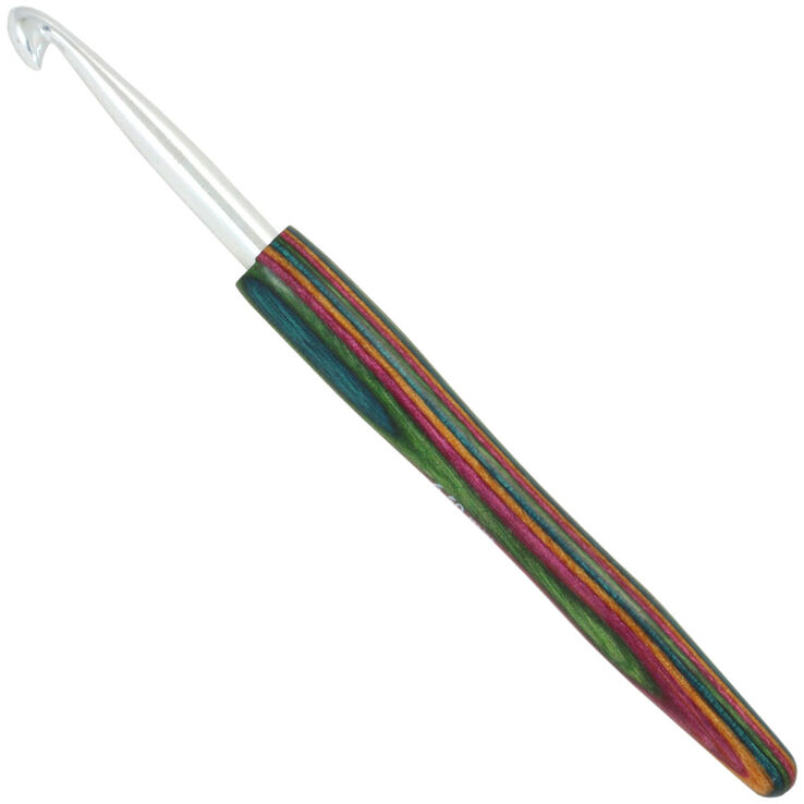 Lana Grossa Ago uncinetto alluminio con manico in legno design-legno Color mis, 6,5