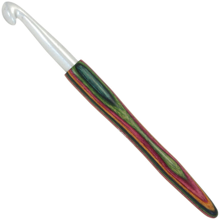 Lana Grossa Ago uncinetto alluminio con manico in legno design-legno Color mis, 8,0