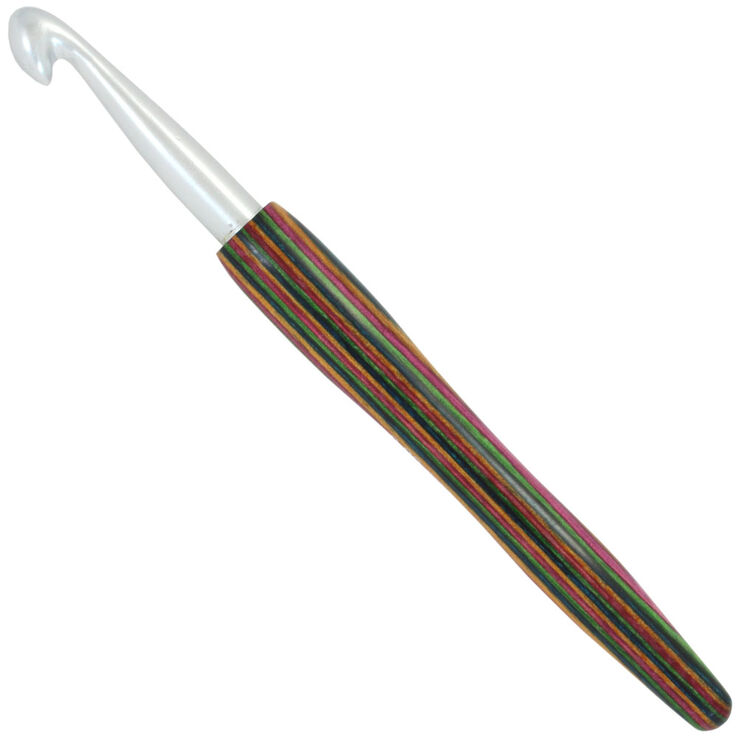 Lana Grossa Ago uncinetto alluminio con manico in legno design-legno Color mis, 9,0