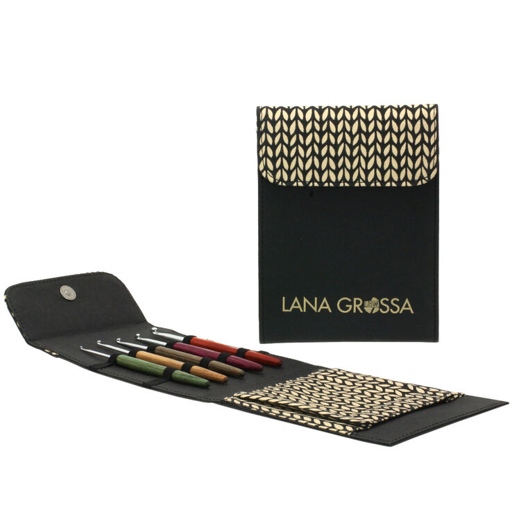 Lana Grossa Assortimento d’aghi uncinetto design-legno Signal (nero)