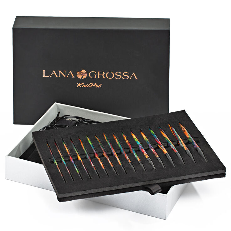 Lana Grossa Assortimento d’aghi design-legno Multicolor