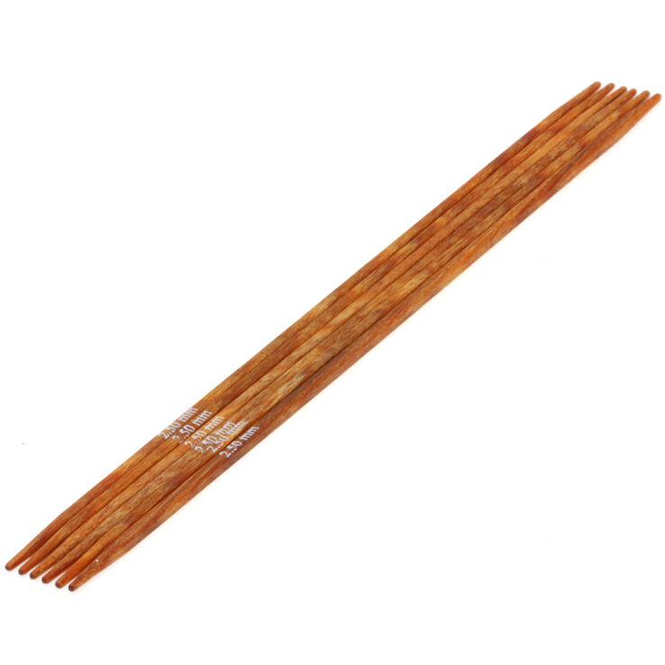 Lana Grossa Aghi da calza design-legno Quattro mis, 2,5/15cm