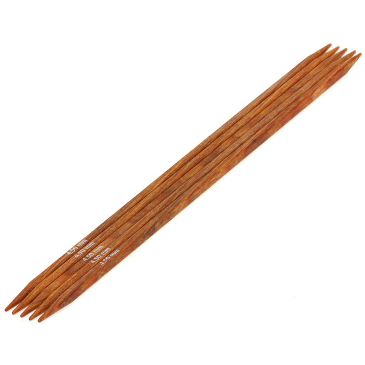 Lana Grossa Aghi da calza design-legno Quattro mis, 4,5/20cm
