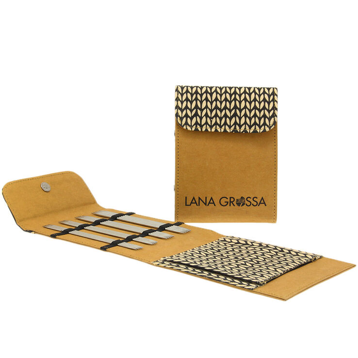 Lana Grossa Assortimento d’aghi da calza acciaio inossidabile 15 cm (marrone)