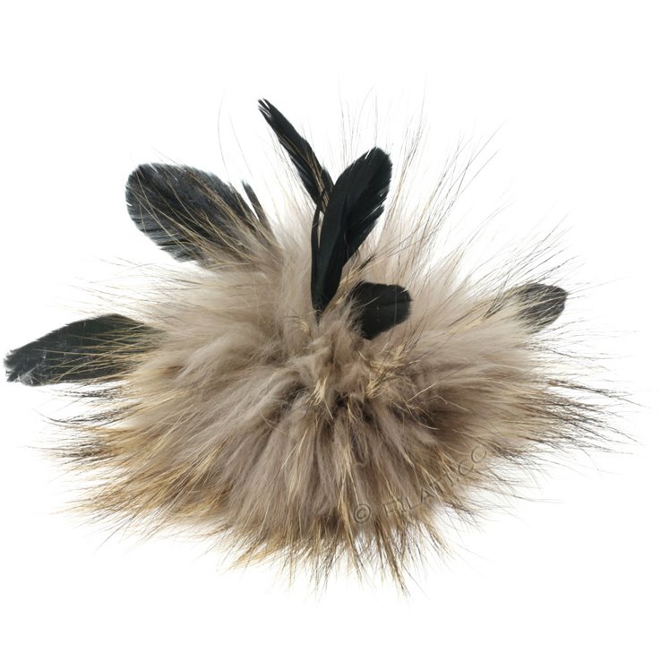 Pompon pelliccia Finnraccoon con piume | 751-palissandro