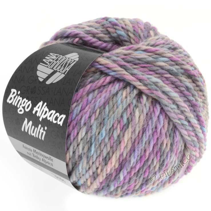 Lana Grossa BINGO ALPACA Multi | 101-rosa/porpora/blu chiaro/grigio