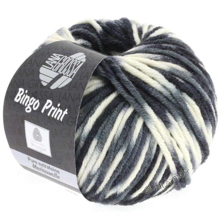 Lana Grossa BINGO Print | 310-bianco/grigio chiaro/grigio scuro/nero