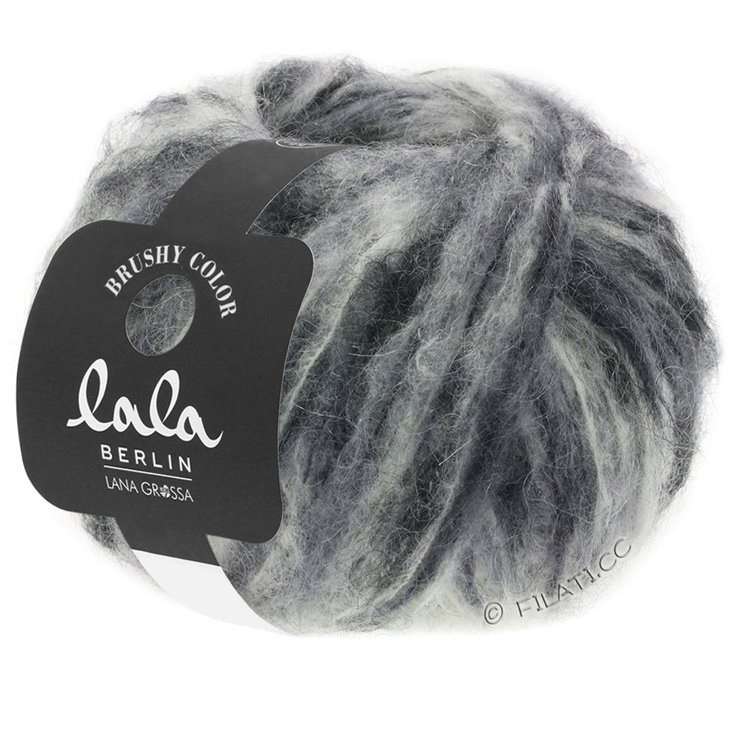 Lana Grossa BRUSHY Uni/Print (lala BERLIN) | 106-ecru/grigio chiaro/grigio medio/grigio scuro/nero