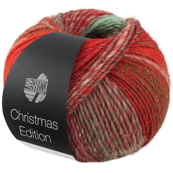 Lana Grossa CHRISTMAS EDITION BIG LUREX | 203-rosso grigio/rosso/ecru/rosso nero/Bianco rosso/arancio/verde scuro/verde bianco/grigio scuro/rosso scuro