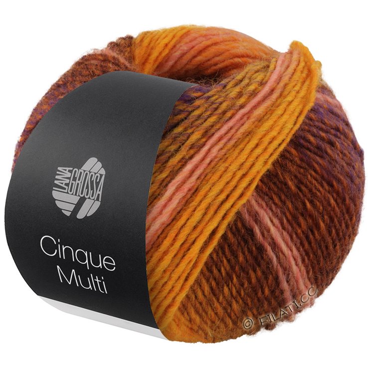 Lana Grossa CINQUE MULTI | 04-giallo mais/marrone/arancio/lilla/senape puntinato