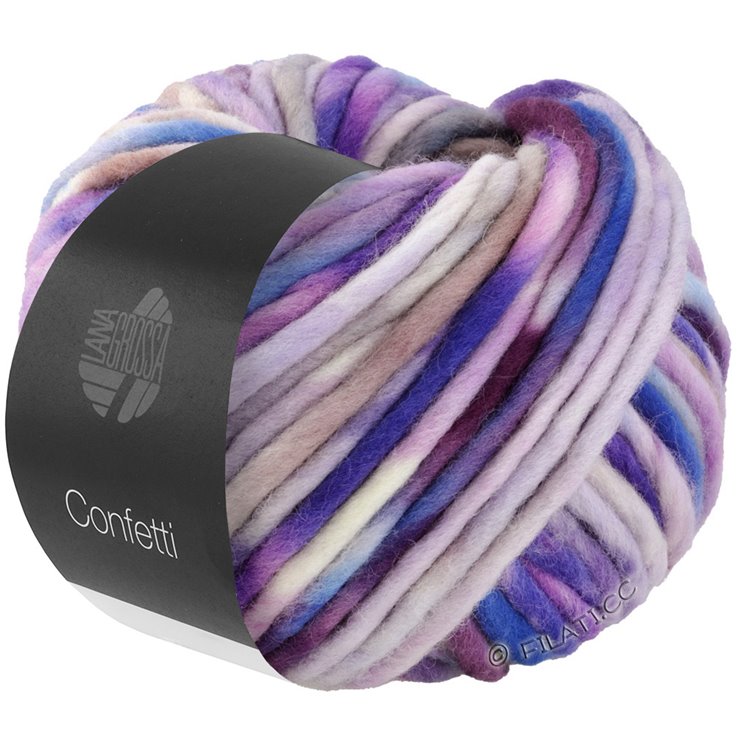 Lana Grossa CONFETTI Print | 14-bianco/blu violetto/neon viola/porpora lilla
