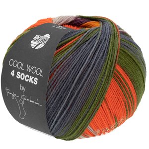 Lana Grossa COOL WOOL 4 SOCKS PRINT II | 7796-porpora/verde scuro/corallo/grigio/mora/arancio