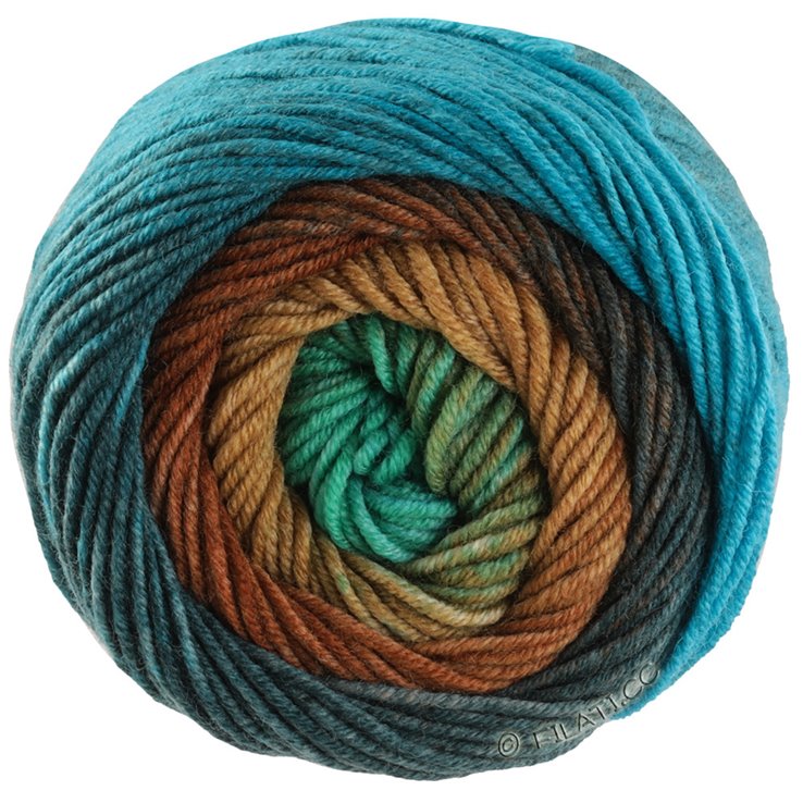 Lana Grossa COOL WOOL Big Color | 4033-giada/marrone arcilla/marrone scuro/ottanio scuro/ottanio chiaro
