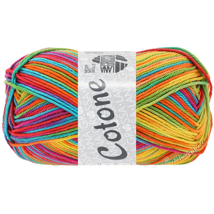 Lana Grossa COTONE Print/Spray/Mouliné | 306-giallo/arancio/turchese /verde/corallo/viola
