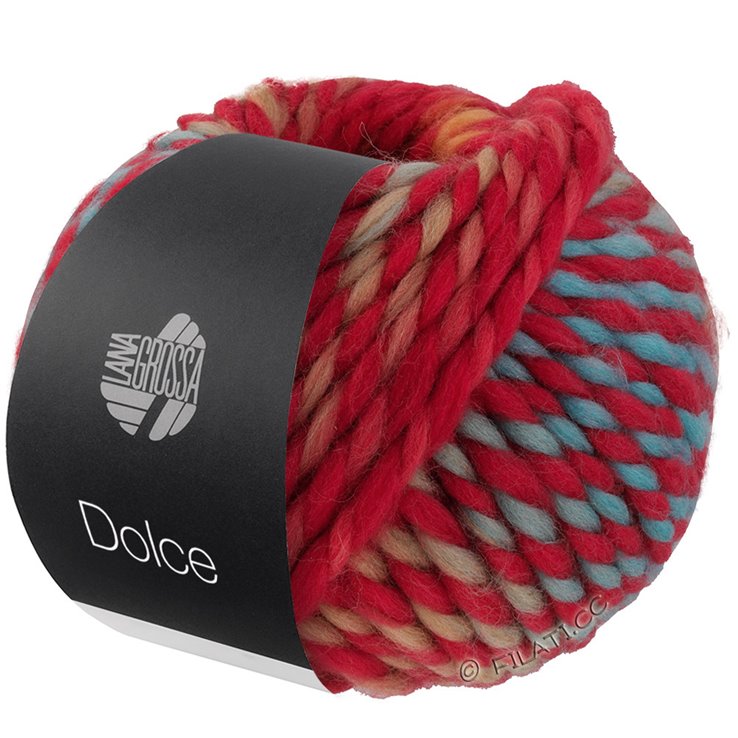 Lana Grossa DOLCE | 09-rosso/ottanio chiaro/Arancio ruggine/rosso fragola