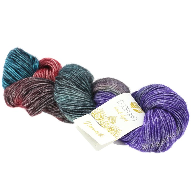 Lana Grossa ECOPUNO Hand-dyed | 501-grigio scuro/antracite/viola/terracotta/ottanio