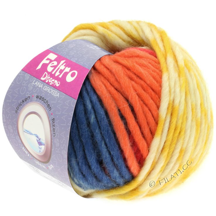 Lana Grossa FELTRO Disegno | 1201-ecru/giallo/arancio/blu chiaro