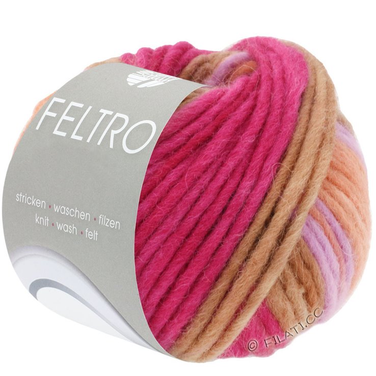 Lana Grossa FELTRO Line | 431-pesca/salmone/lilla/malva/rosa vivo