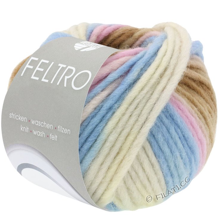 Lana Grossa FELTRO Line | 433-grigio argento/blu chiaro/rosa/torrone