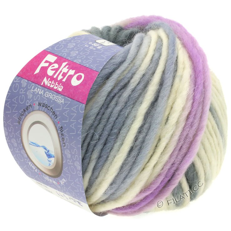 Lana Grossa FELTRO Nebbia | 1501-bianco/lilla/grigio scuro/grigio chiaro
