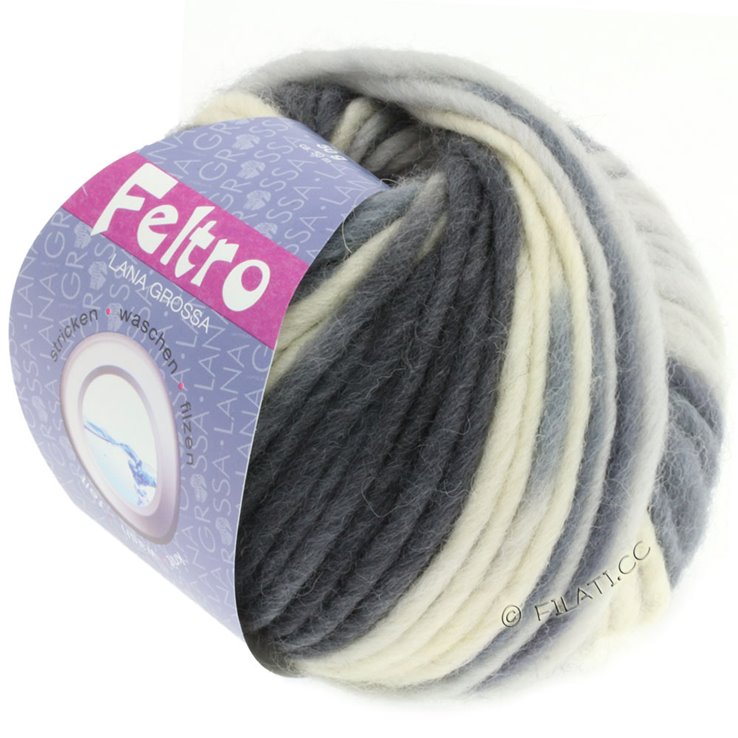 Lana Grossa FELTRO Print | 0331-natura/grigio chiaro/grigio medio/grigio scuro