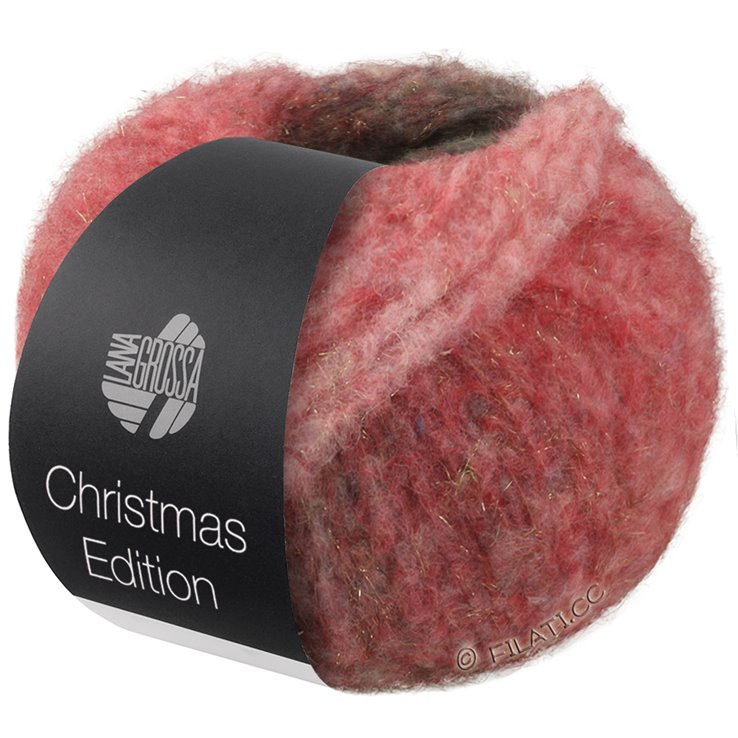 Lana Grossa GIGANTE (Christmas Edition Lurex) | 999-grigio/grigio bianco/ecru/Bianco rosso/bacca