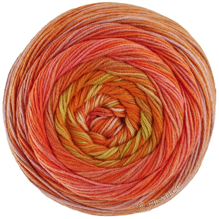 Lana Grossa GOMITOLO BALENO | 221-arancio/rosa salmone/beige/verde chiaro/beige verde