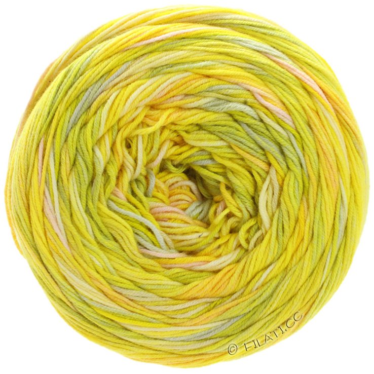Lana Grossa GOMITOLO DENIM GRAFFITI | 351-giallo/pistacchio/salmone/rosa/grigio chiaro