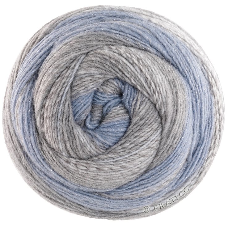 Lana Grossa GOMITOLO GALA | 4021-blu chiaro/grigio blu/grigio argento/verde chiaro/grigio medio