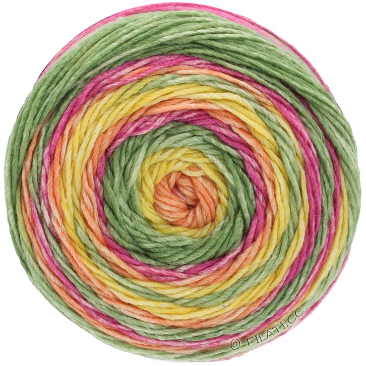 Lana Grossa GOMITOLO MEILENWEIT | 4011-giallo/arancio/verde chiaro/rosa vivo/ecru/salmone