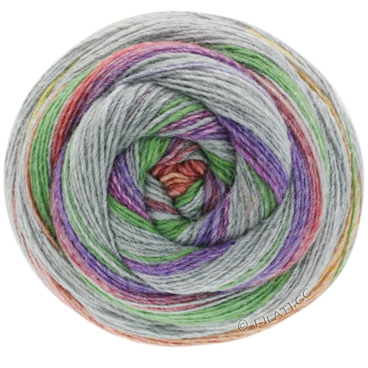 Lana Grossa GOMITOLO TOSCA | 162-grigio/viola/fucsia/verde/rosa vivo/giallo