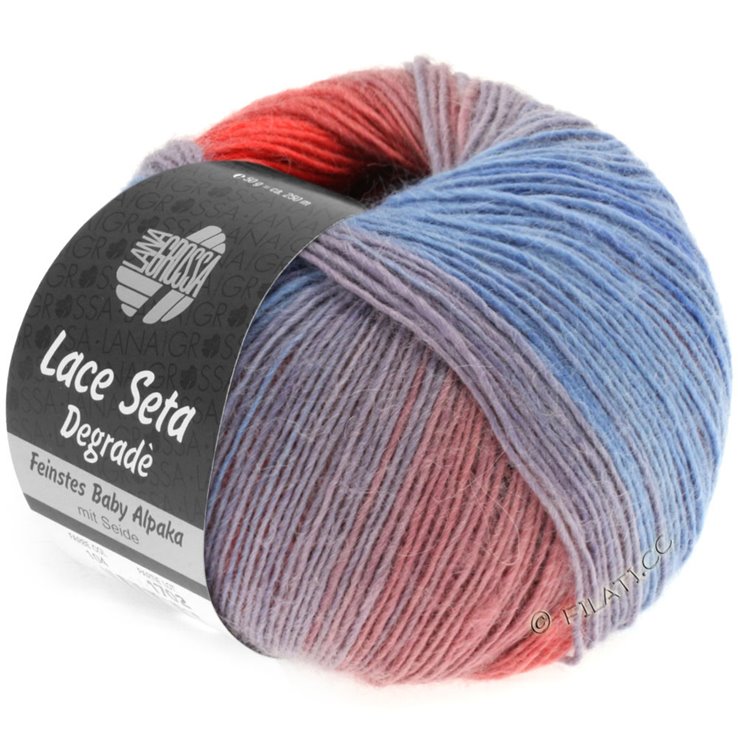 Lana Grossa LACE Seta Dégradé 50g | 101-jeans/porpora delicata/rosso salmone/rosa antico