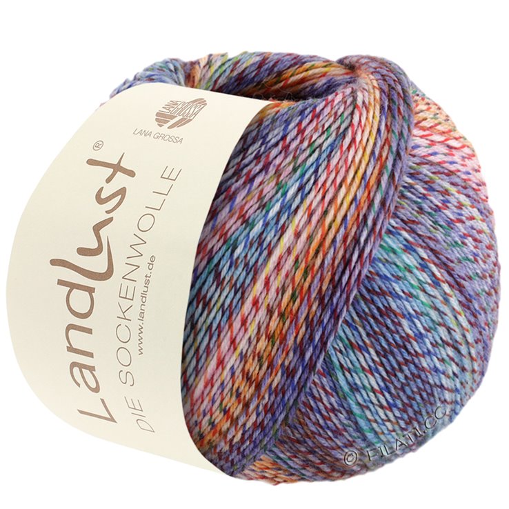 Lana Grossa LANDLUST DIE SOCKENWOLLE PRINT | 213-porpora/giallo/rosa/turchese /verde/rosso/blu scuro puntinato