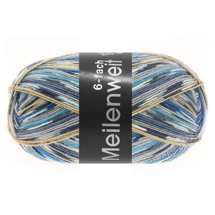 Lana Grossa MEILENWEIT 6-FACH 150g Fantasy | 9559-ottanio/beige/ecru/grigio argento/grigio scuro/grigio blu/antracite/turchese