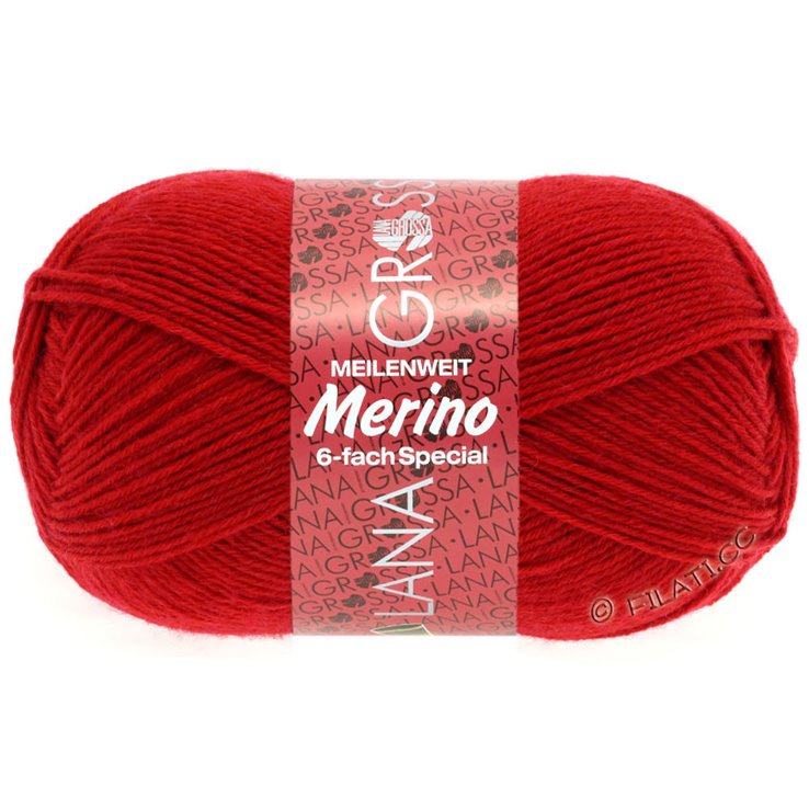 Lana Grossa MEILENWEIT 6-FACH 150g Merino | 01-rosso