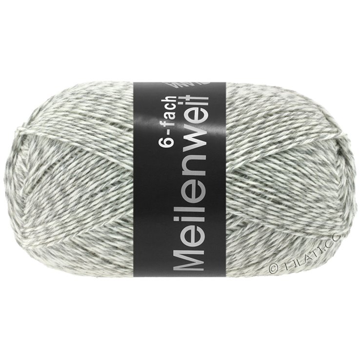 Lana Grossa MEILENWEIT 6-FACH 150g Mouliné/Tweed | 8501-grigio chiaro/bianco