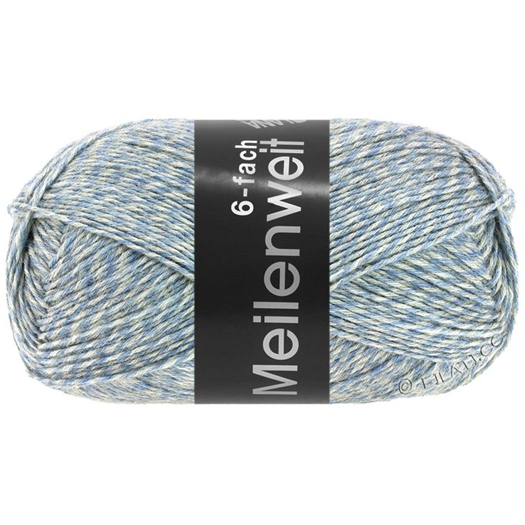 Lana Grossa MEILENWEIT 6-FACH 150g Mouliné/Tweed | 8502-blu chiaro/ecru