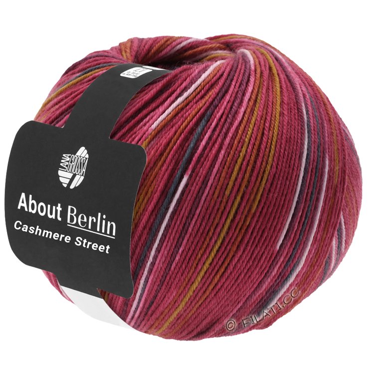 Lana Grossa MEILENWEIT 100g Cashmere Street (ABOUT BERLIN) | 831-rosso mattone/bianco/senape/rosa vivo/grigio scuro/ottanio