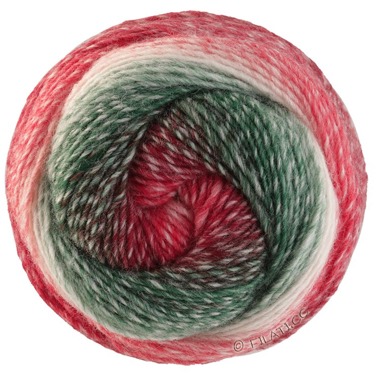 Lana Grossa GOMITOLO (Christmas Edition) | 114-rosso/ecru/verde bianco/verde scuro/mora/Bianco rosso