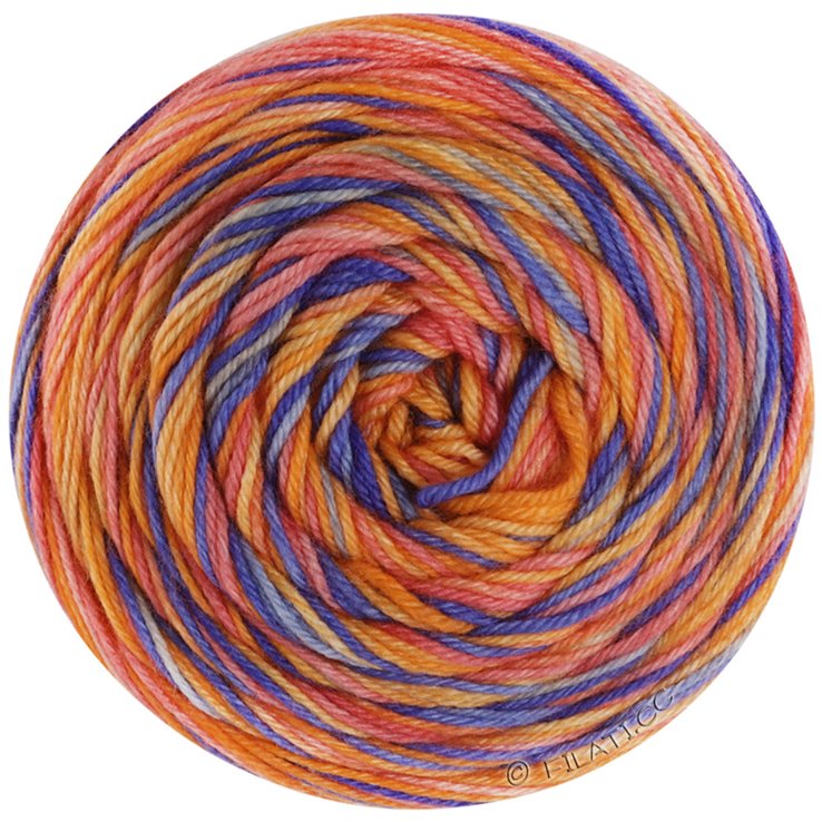 Lana Grossa MEILENWEIT 100g CONFETTINI | 4481-blu cobalto/rosso salmone/giallo/arancio/blu chiaro