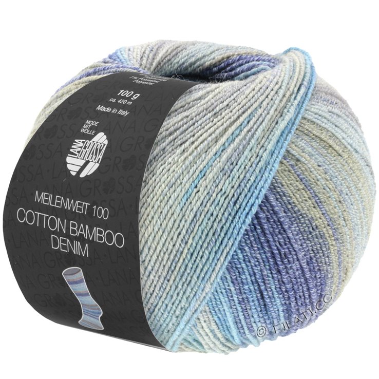 Lana Grossa MEILENWEIT 100g Cotton Bamboo Denim | 3311-grigio argento/grigio chiaro/grigio/beige chiaro/blu chiaro/blu scuro