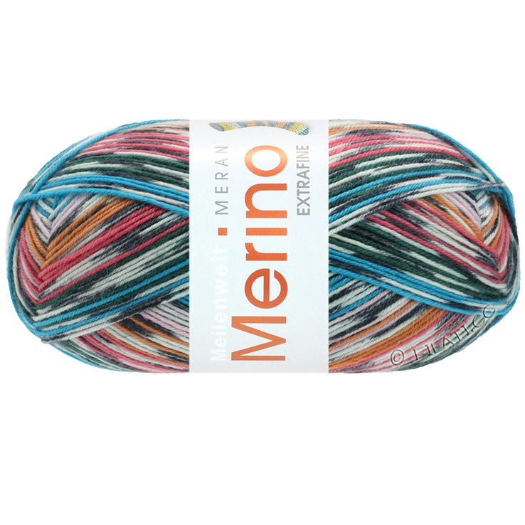 Lana Grossa MEILENWEIT 100g Merino Extrafine Meran | 2581-grigio chiaro/antracite/arancio/rosa/turchese /verde bottiglia/lampone