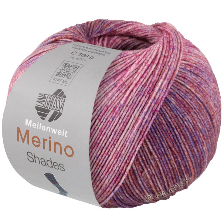 Lana Grossa MEILENWEIT 100g Merino Extrafine Shades | 7224-rosa/rosa vivo/ocra/blu violetto/rosso scuro