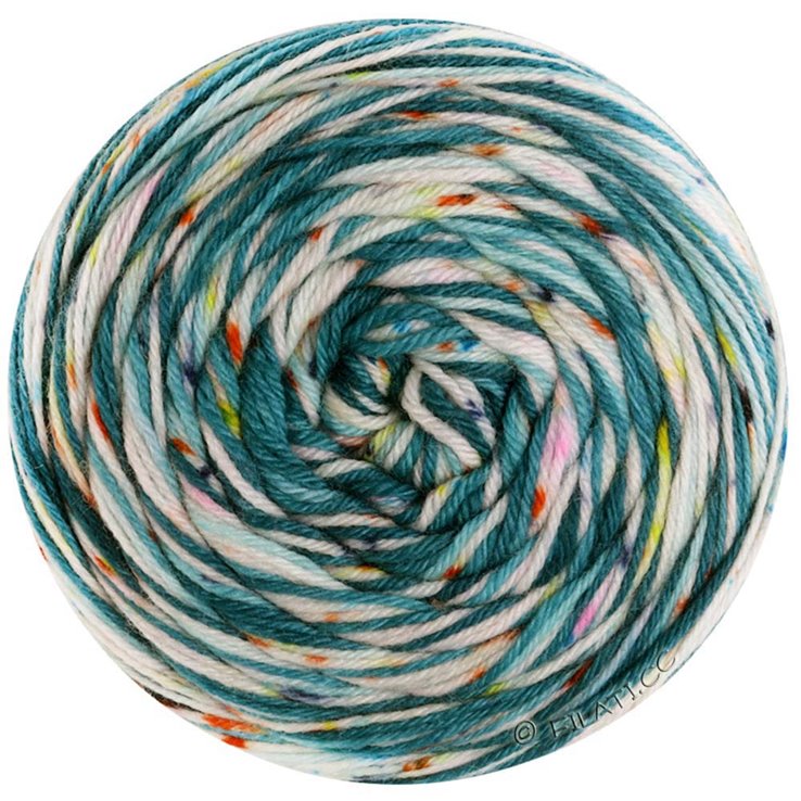 Lana Grossa MEILENWEIT 100g SPOTS | 7041-ottanio chiaro/ottanio scuro/bianco/rosa vivo/giallo/viola