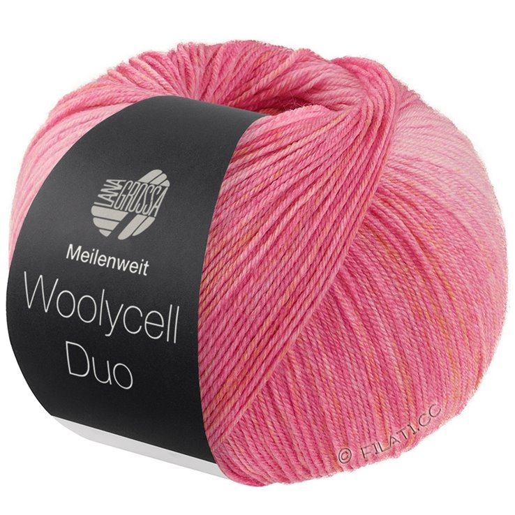 Lana Grossa MEILENWEIT 100g Woolycell Duo | 6001-rosa/rosa vivo/arancio pallido