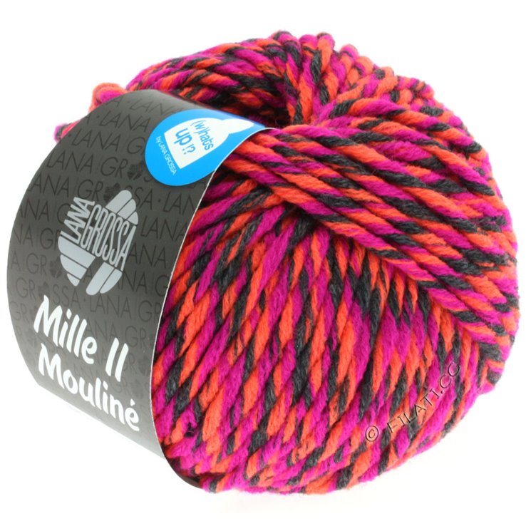 Lana Grossa MILLE II Color/Moulinè | 601-ciclamino/antracite/neon arancio