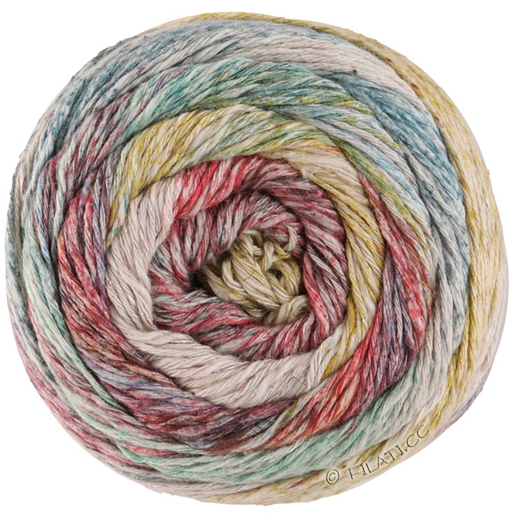 Lana Grossa MOSAICO (Linea Pura) | 011-verde foresta/turchese /grigio blu/rosso chiaro/senape/natura/grigio