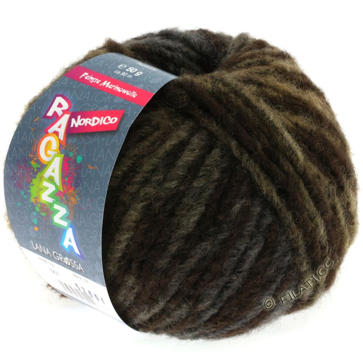 Lana Grossa NORDICO (Ragazza) | 01-marrone cioccolato/marrone nero/marrone dorato
