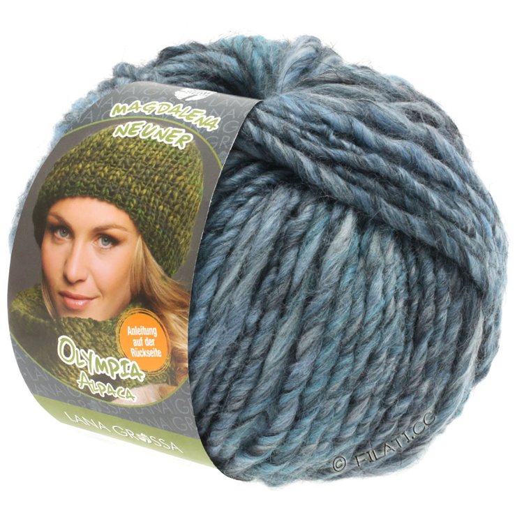 Lana Grossa OLYMPIA Alpaca | 901-blu chiaro/grigio blu/jeans puntinato